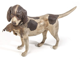 Rare American Foxhound Papier-Mâché Candy Container