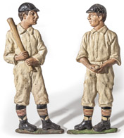 Rare Cast Iron Baseball Figural Andirons