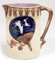 Majolica Pitcher with Fan