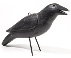 Outstanding Painted Carved Wood Crow Decoy