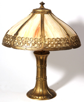 Large Impressive Arts and Crafts Slag Glass Lamp