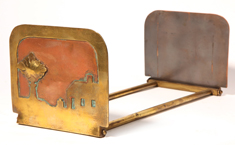 Adjustable Arts and Crafts Copper and Brass Book Rack