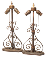 Pair of Arts and Crafts Iron Table Lamps