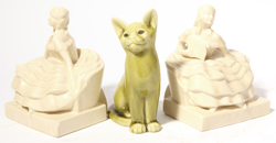 Rookwood Pottery Pair of Bookends and Cat