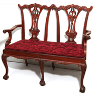 Chippendale Carved Mahogany Bench