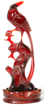 Chinese Carved Red Amber Bird on Branch