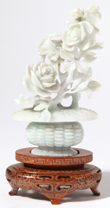 Chinese Carved Jade Flower Basket