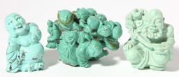 Three Chinese Carved Turquoise Figures