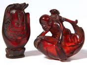 Two Chinese Amber Carvings