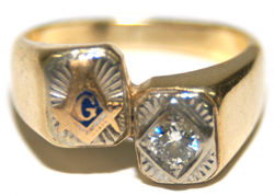 14K Gold and Diamond Masonic Ring