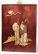Chinese Hardstone Carving on Wood Panel