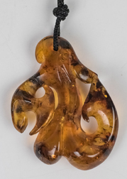 Carved Chinese Amber Pendant