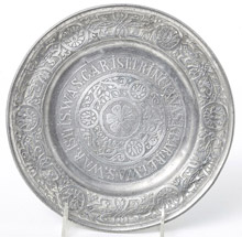 Engraved German Pewter Seder Plate