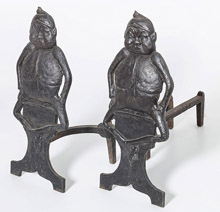 Cast Iron Cox Brownies Figural Andirons