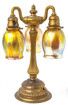 Tiffany Favrile Three Light Desk Lamp