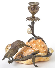 Bronze & Shell Figural Candlestick