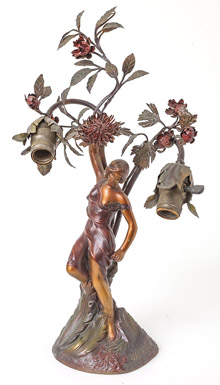Bronzed Figural Newel Post Lamp