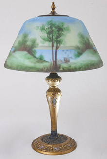 Signed Jefferson Reverse Painted Table Lamp