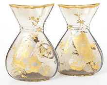 Pair Early Galle Art Glass Vases