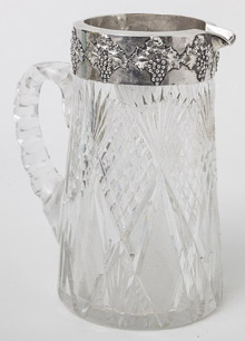 Silver Overlay Cut Glass Pitcher