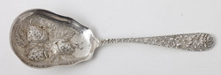 Stieff Sterling Repouseau Strawberry Serving Spoon