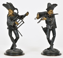 Pair Figural Bronzed Candlesticks