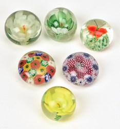 Six Glass Paper Weights