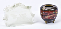 Cloisonne Jar & Chinese Glass Paper Weight