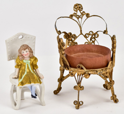 French Bisque Child in Chair Plus