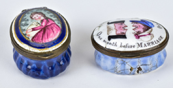 Two English 18th Century Enameled Patch Boxes