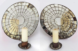 Pair Period Mirrored Candle Sconces