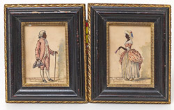 Pair of Early Charleston  Watercolor Portraits by Wm. R. Birch