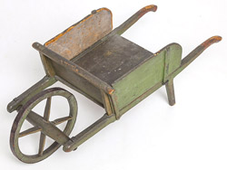 Early Child's Wheelbarrow with Old Green Paint