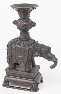 Chinese Bronze Figural Candlestick
