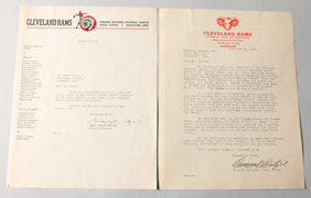 Important 1937 Cleveland Rams League Induction Letters