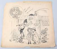 Original 1922 Sports Ink Artwork for Newspaper by Harold Russell
