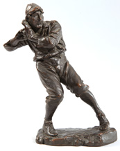 Circa 1910 Figural Baseball Pitcher Bronzed Statue by P. Tesi