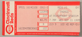 Sept. 11 1985 Pete Rose 4192 Hit Ticket Stub