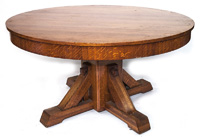 Arts & Crafts Mission Round Oak Dining Table