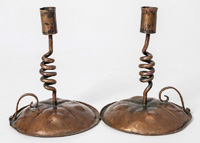 Pair of Arts & Crafts Copper Chamber Sticks
