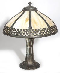 Arts & Crafts Overlay Slag Glass Lamp