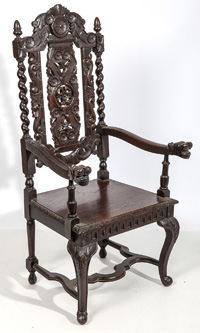 Ornate Oak Jacobean Style Armchair