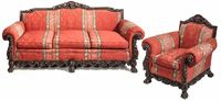 Carved Edwardian Sofa & Armchair