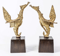 Pair Gilt Bronze Thai Pheonix