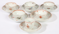 SIX CHINESE EXPORT CUPS & SAUCERS