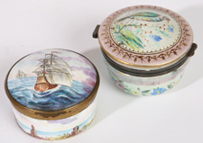 TWO EARLY ENAMELED BOXES