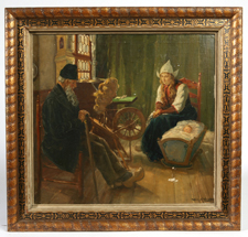 WILHELM A. WRAGE OIL PAINTING OF DUTCH COUPLE