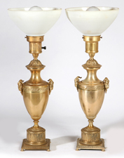 PR. OF TABLE LAMPS WITH RAMS HEADS
