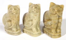 THREE CHINESE STONE CARVINGS OF CATS