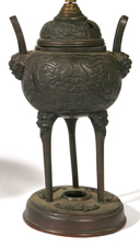 CHINESE BRONZE CENSOR MADE INTO LAMP